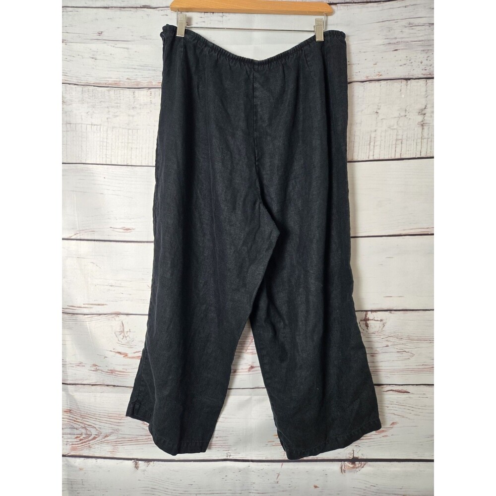 Eileen Fisher Womens Pants Size 1X Black 100% Linen Elastic Waist Cropped Plus - Picture 2 of 10